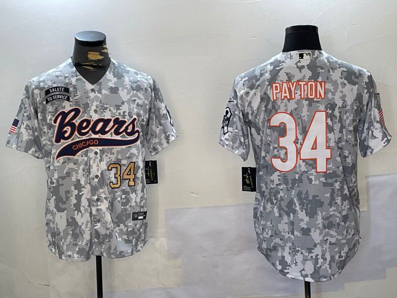 Men Chicago Bears #34 Payton Nike Arctic Camo 2024 Salute to Service Limited NFL Jersey style 1